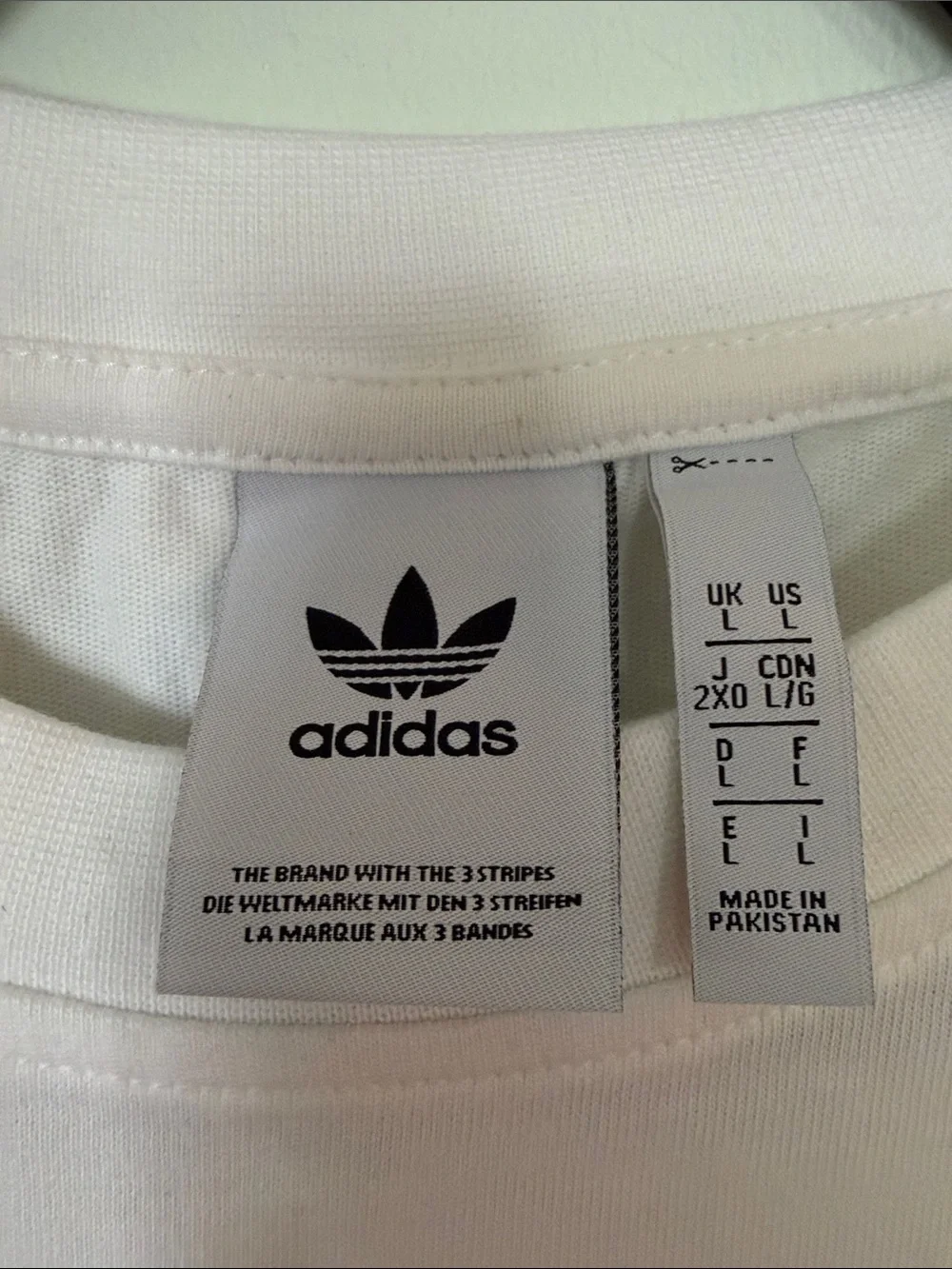 adidas White Tee with Rainbow Outline Trefoil